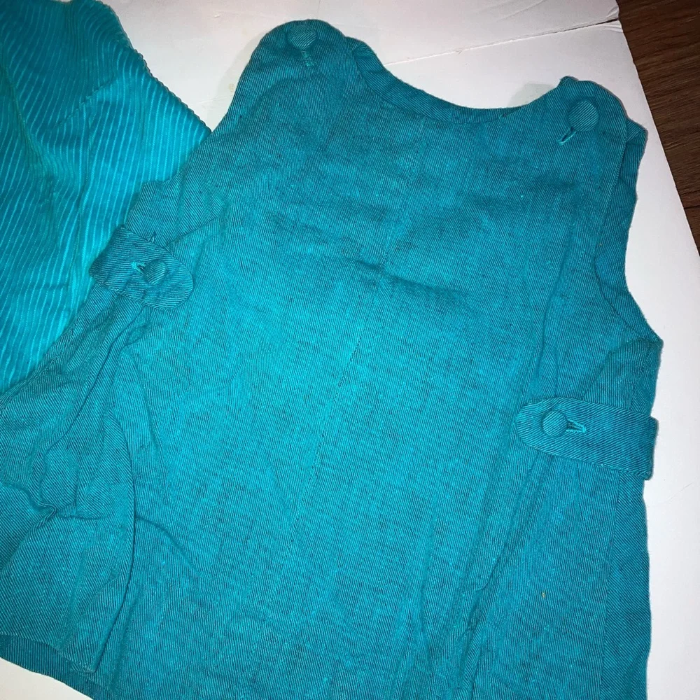 Set of Two Handmade Vintage Little Girls Blue Dresses 9-12 months (?) Corduroy